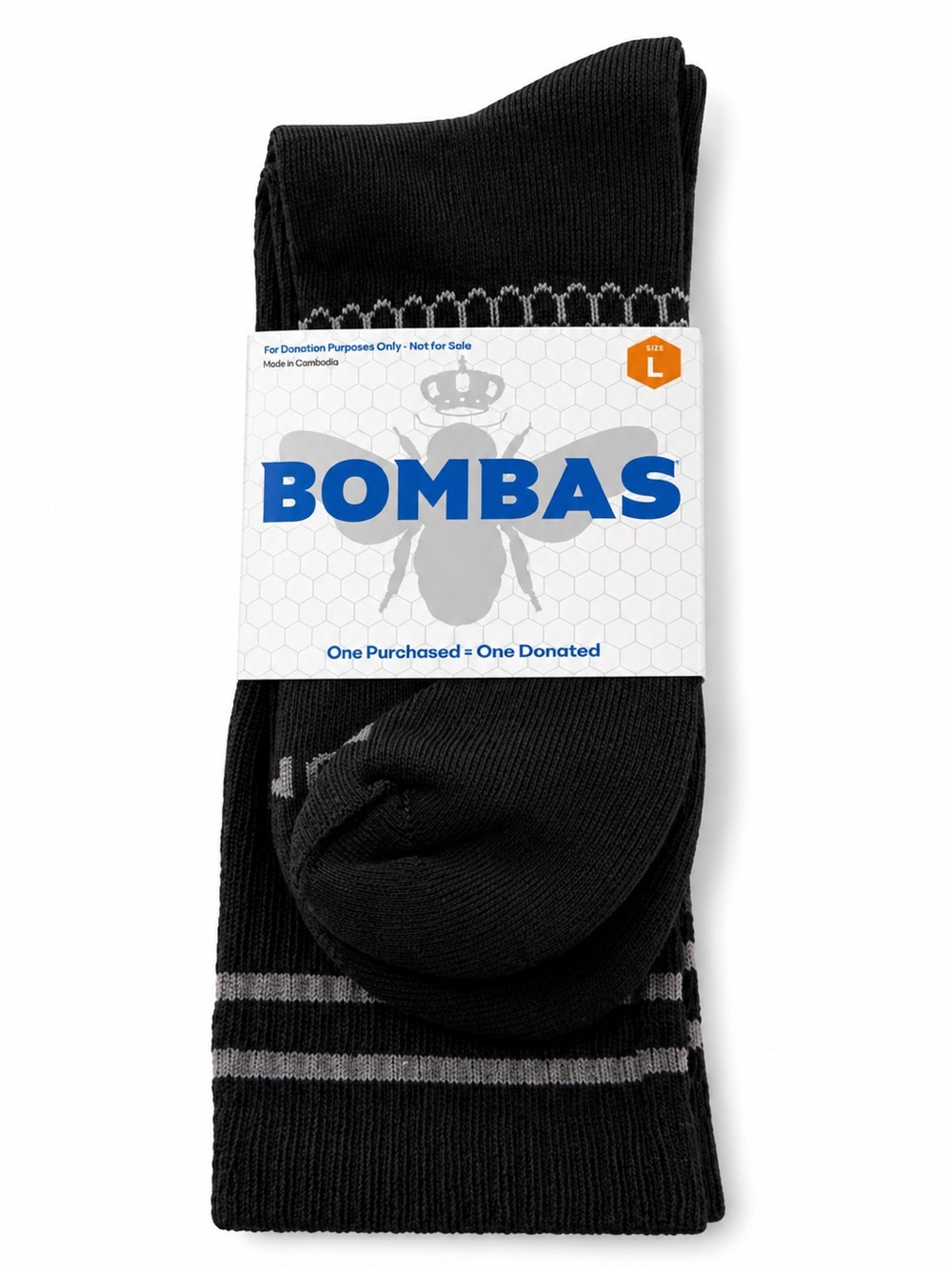 Bombas Men's Black Athletic Half Calf Socks with Gray Stripes